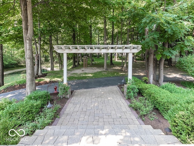 view of community featuring a pergola