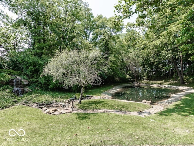 view of yard with a water view