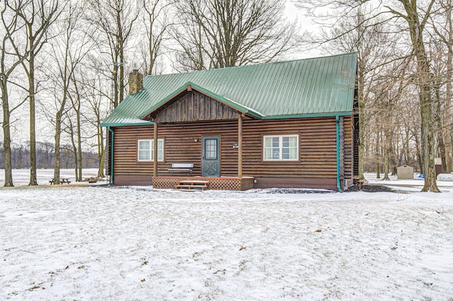 view of log home