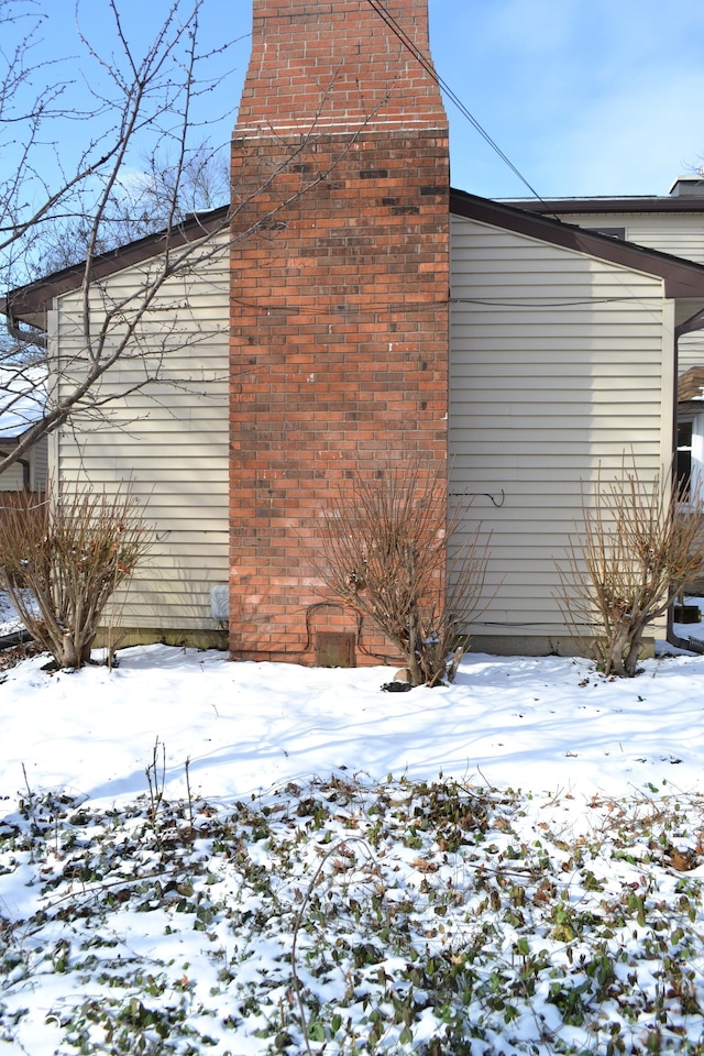 view of snow covered exterior