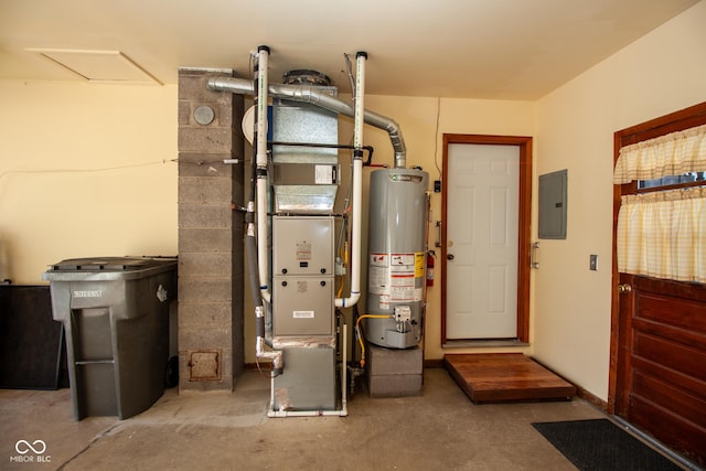 utilities with electric panel and water heater