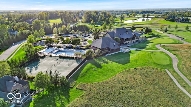 aerial view with view of golf course