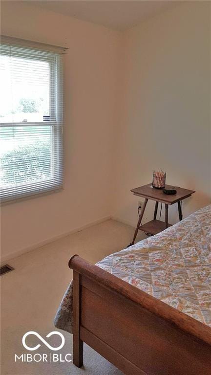 carpeted bedroom with visible vents