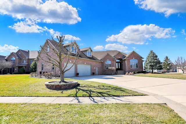 2110 Cheviot Ct, Greenwood, IN 46143 - view of front of property featuring concrete driveway, a front yard, brick siding, and a garage