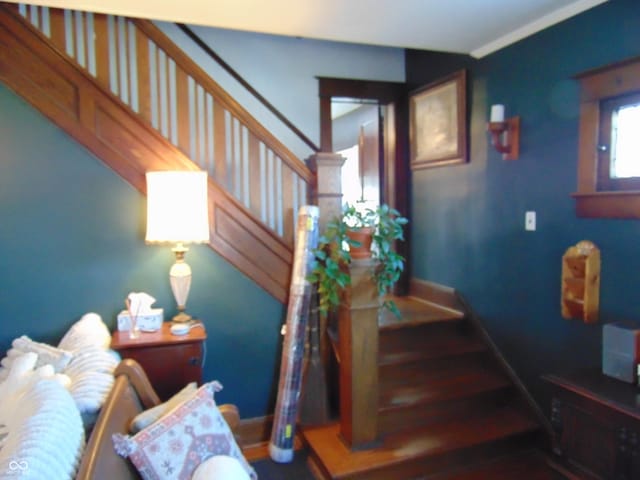 stairway with baseboards