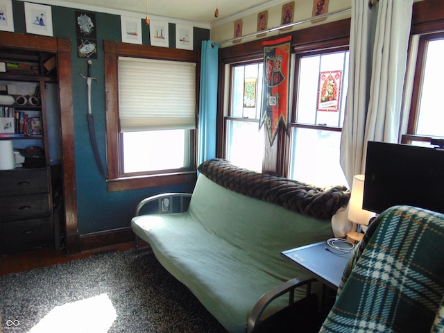 sitting room with a wealth of natural light and baseboards