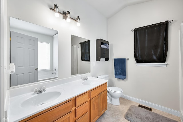 full bathroom with a bath, tile patterned flooring, a sink, and visible vents