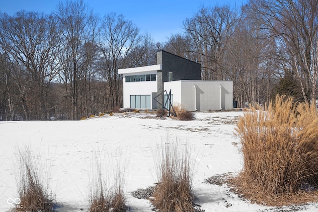 view of snow covered structure