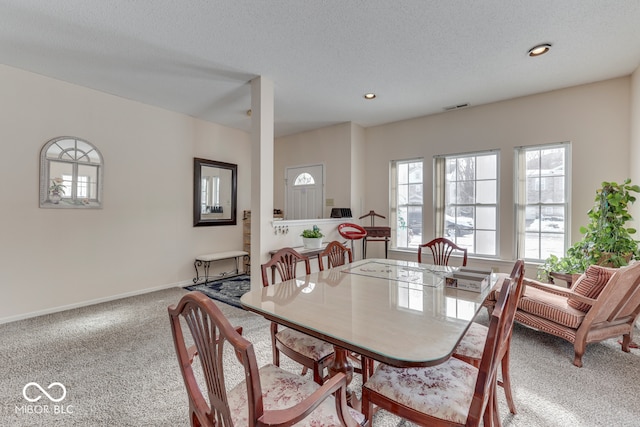 387 Legacy Blvd, Greenwood, IN 46143 - dining area with carpet, recessed lighting, baseboards, and a textured ceiling