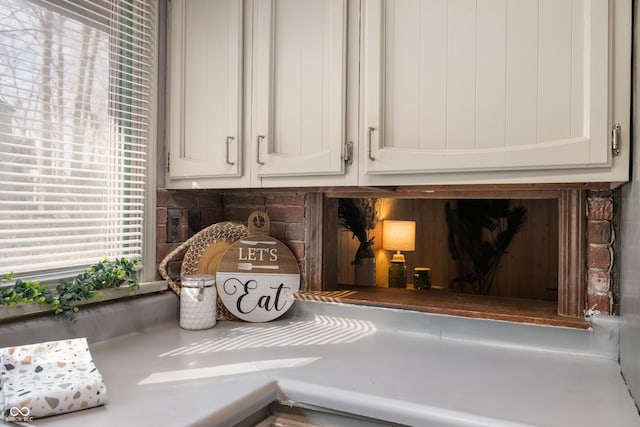 room details featuring white cabinets