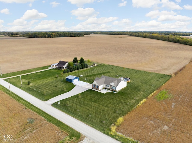 drone / aerial view with a rural view