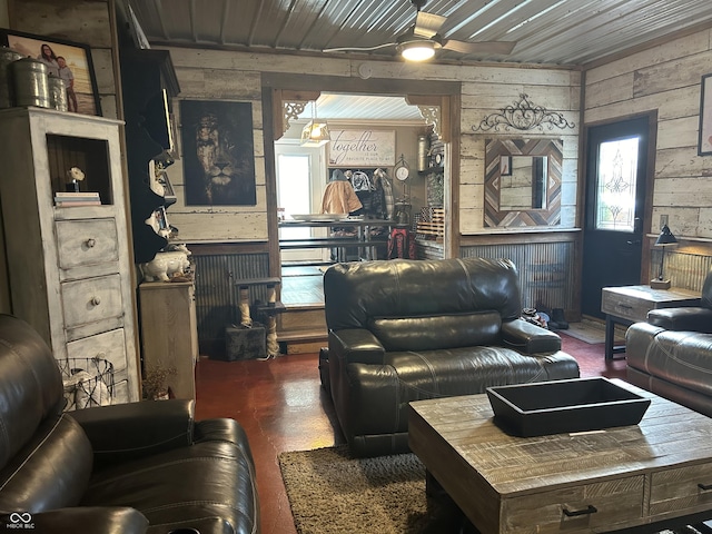 living area with finished concrete floors