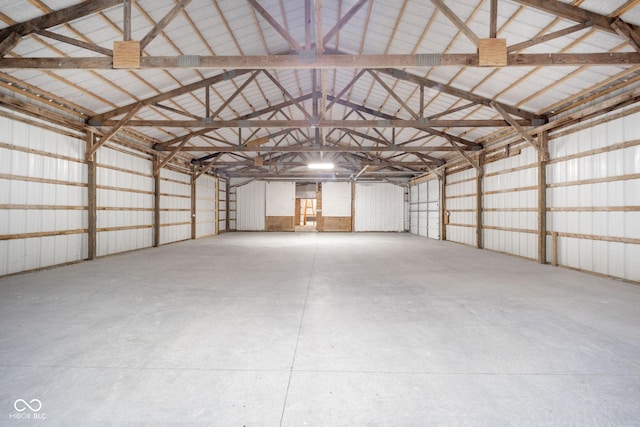 garage with metal wall