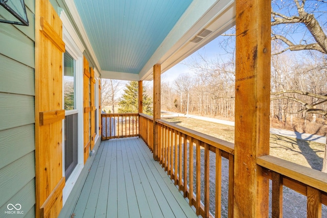 deck featuring a porch