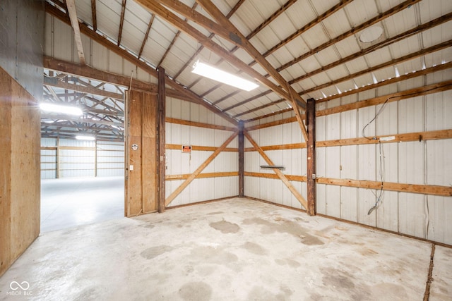 garage with metal wall