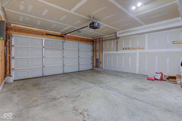 garage with a garage door opener