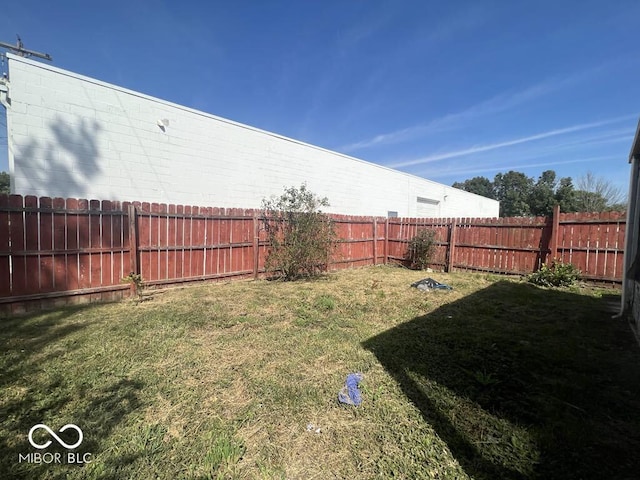 view of yard featuring a fenced backyard