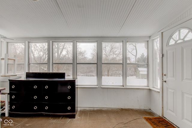 view of unfurnished sunroom