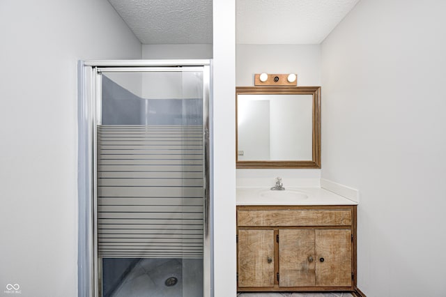 690 N 600 W, Lebanon, IN 46052 - full bathroom with a textured ceiling, a shower stall, and vanity