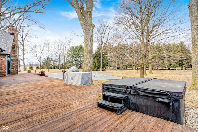 690 N 600 W, Lebanon, IN 46052 - wooden deck with a hot tub