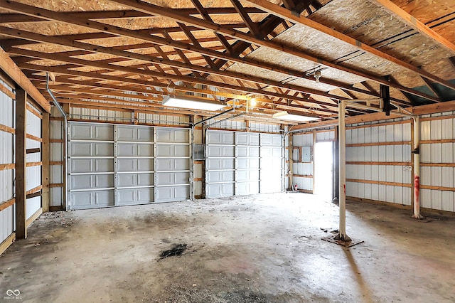 garage with metal wall