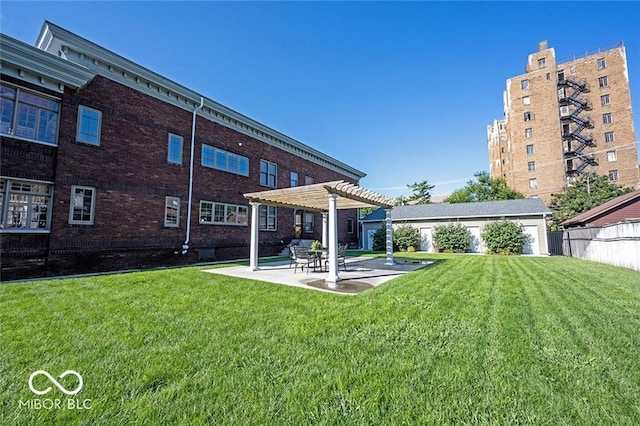 exterior space with a patio, fence, and a pergola