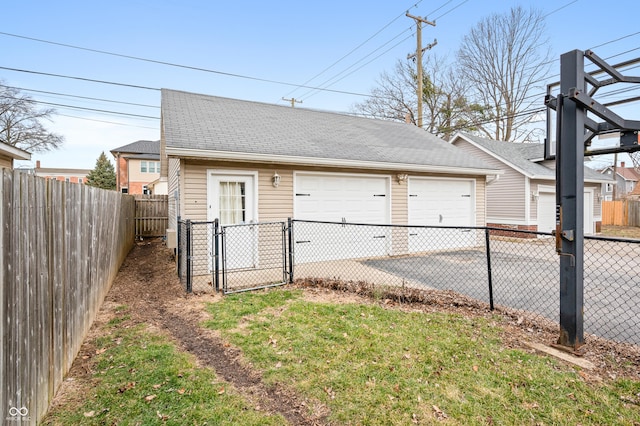 detached garage with fence