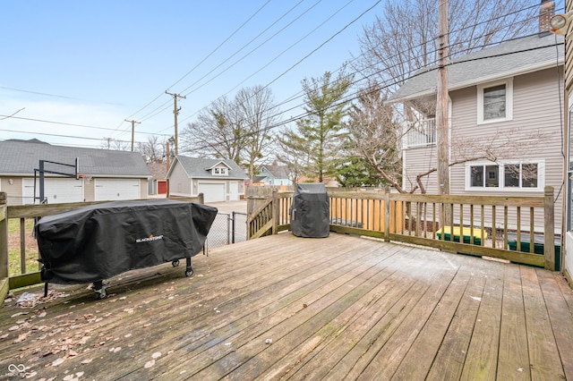 deck featuring a grill