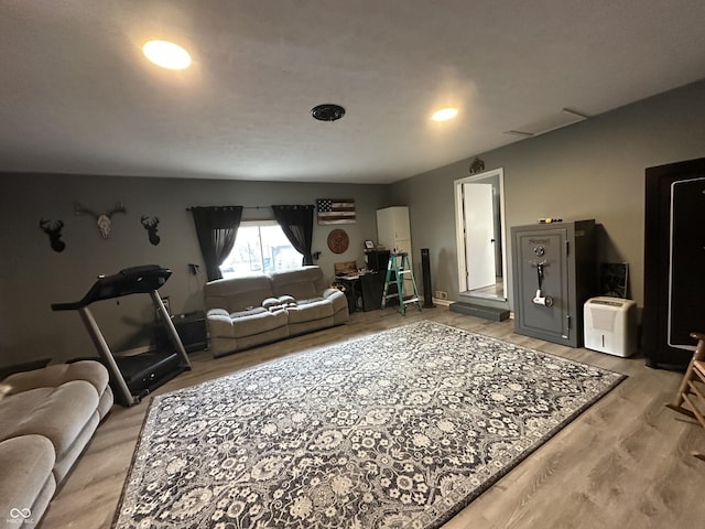 living area with light wood-style floors