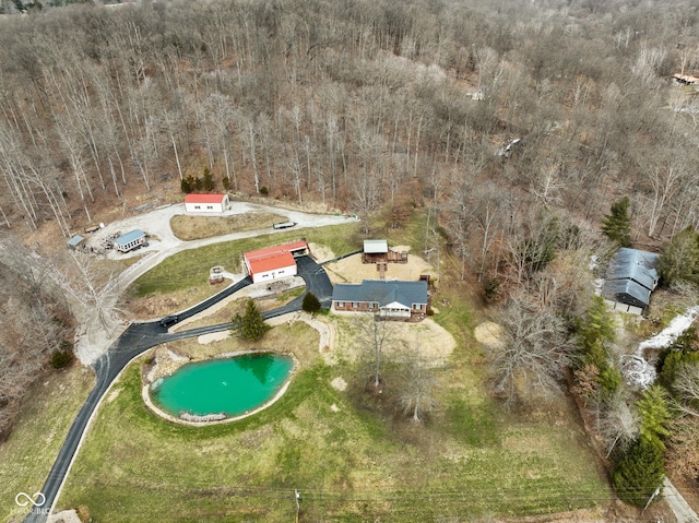 bird's eye view with a view of trees