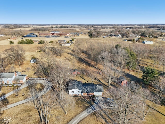 birds eye view of property featuring a rural view