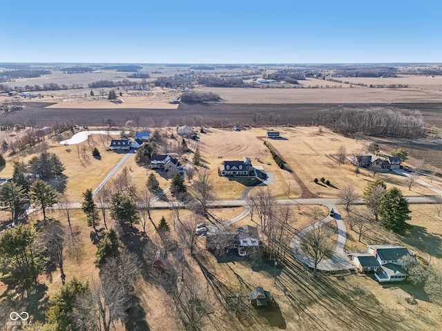 bird's eye view with a rural view