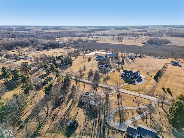 aerial view with a rural view