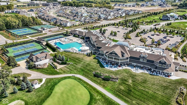 aerial view with a residential view