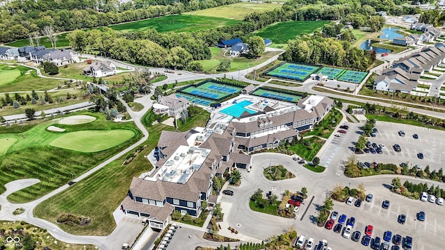 bird's eye view with golf course view