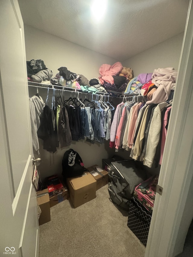 spacious closet with carpet floors