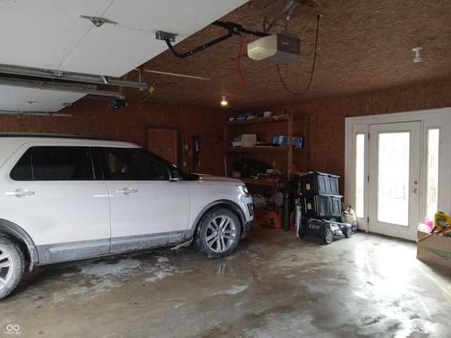 garage with a garage door opener