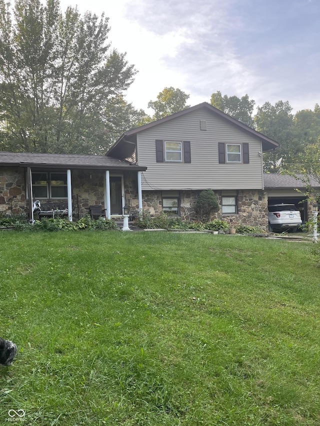 4005 Texas Pike, Spencer, IN 47460 - split level home with stone siding and a front yard