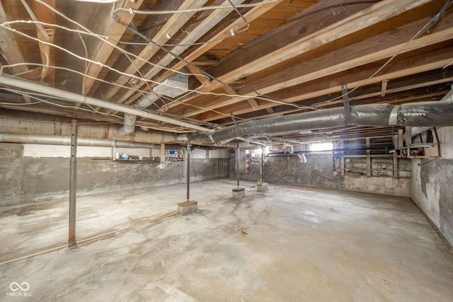 view of unfinished basement