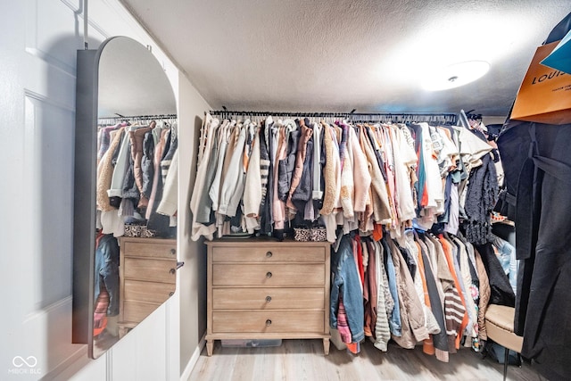 walk in closet featuring wood finished floors