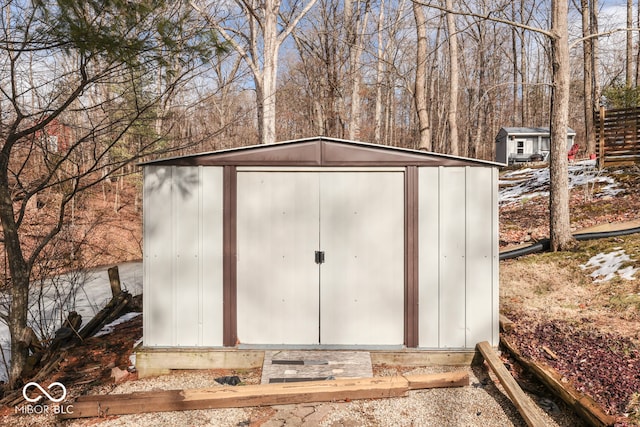 view of shed