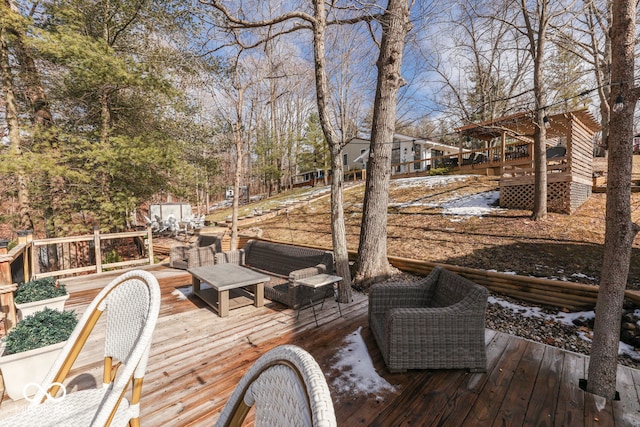 deck with an outdoor hangout area