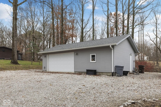 view of detached garage