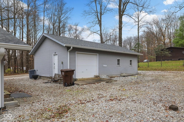 view of detached garage