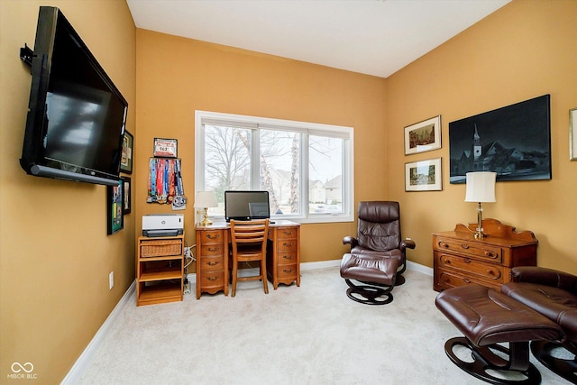 home office with carpet and baseboards