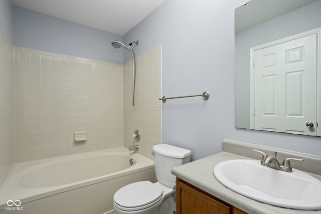 full bathroom with vanity, toilet, and bathing tub / shower combination