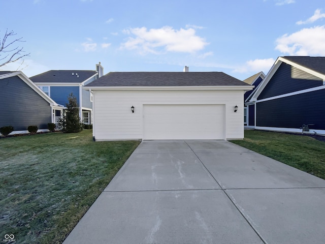 exterior space featuring a garage and a front yard