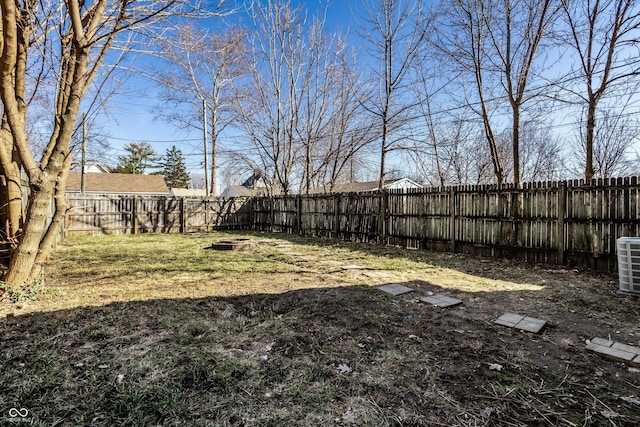 view of yard featuring a fenced backyard