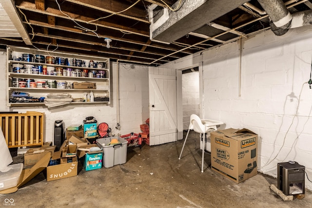 view of unfinished basement