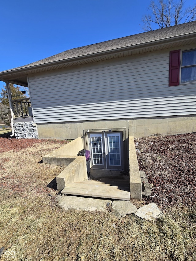 view of entry to storm shelter